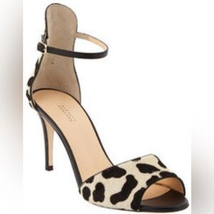 Barneys New York Leopard Print Pony Hair Ankle Strap Heels 40
